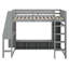 Lit mezzanine en bois avec bureau, étagères à rangement multiples, DEL et portemanteau suspendu