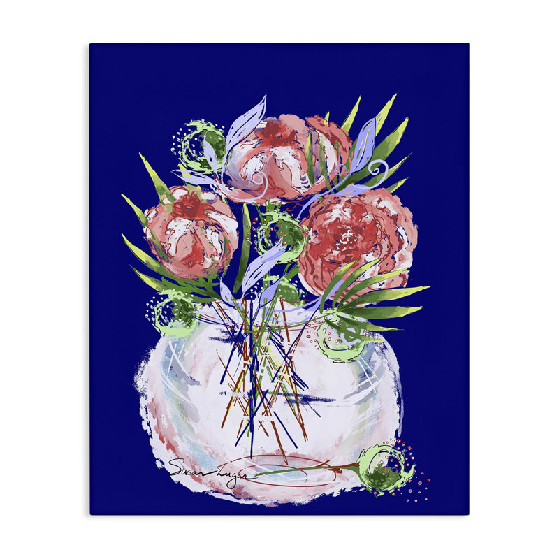 Florals in Milk Glass Canvas, design par Susan Lugar, H 20 po x l 16 po