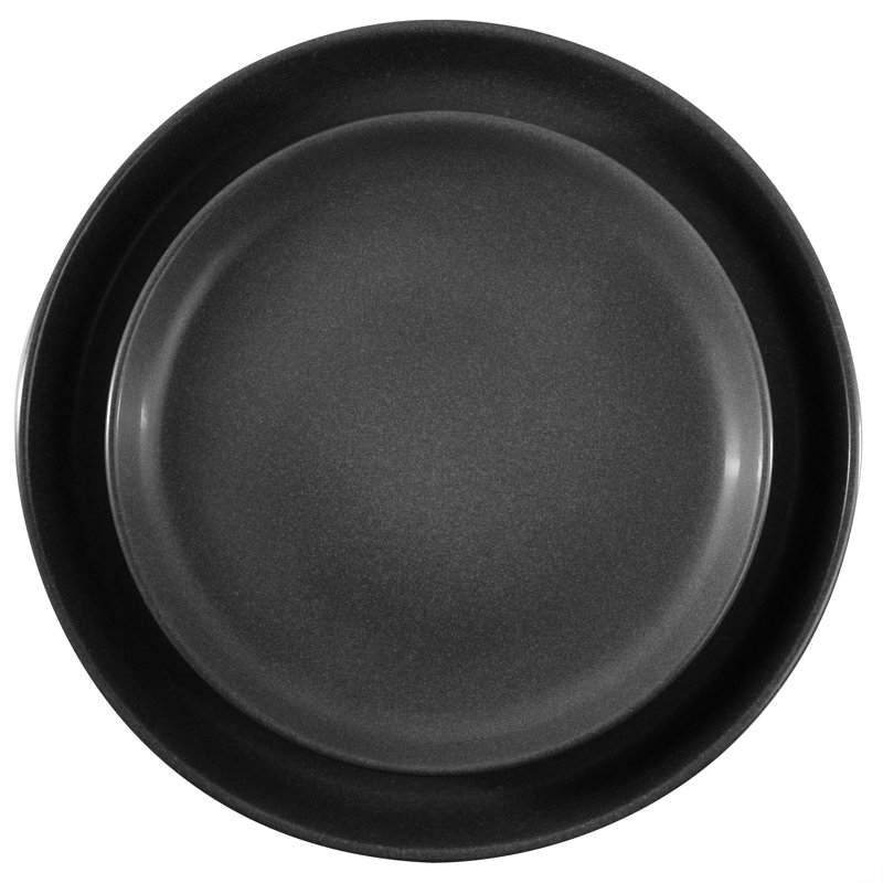 Soho Lounge 12 Piece Reactive Stoneware Dinnerware Set in Black, Black