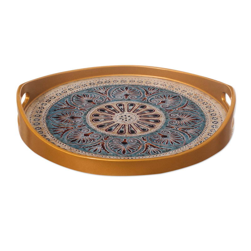 Plateau de service Masterson Heart Mandala, Brun, H 2 po x l 12,5 po x L 12,5 po