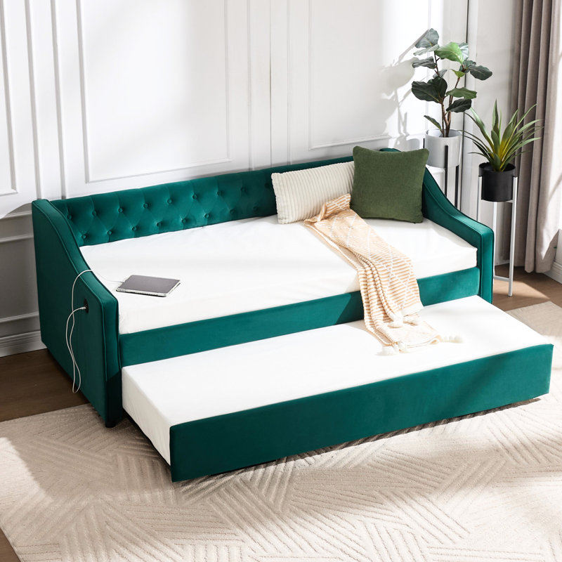 Lits simples en velours avec lit gigogne et peu encombrants, design moderne pour la maison