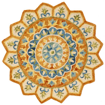 Round Oriental Wool Hand Tufted Area Rug