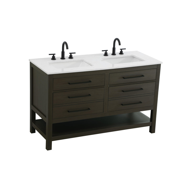 Meuble-lavabo double 54 po_Moderne_VF60554, Brun moka