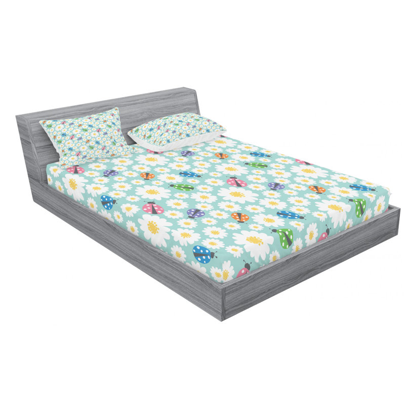 Microfiber Floral Sheet Set, Full Sheet Set with Fitted Sheet