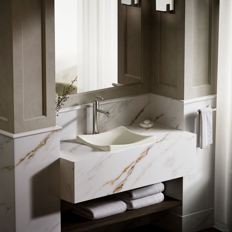 DemiLav Metal Specialty Vessel Bathroom Sink, Almond