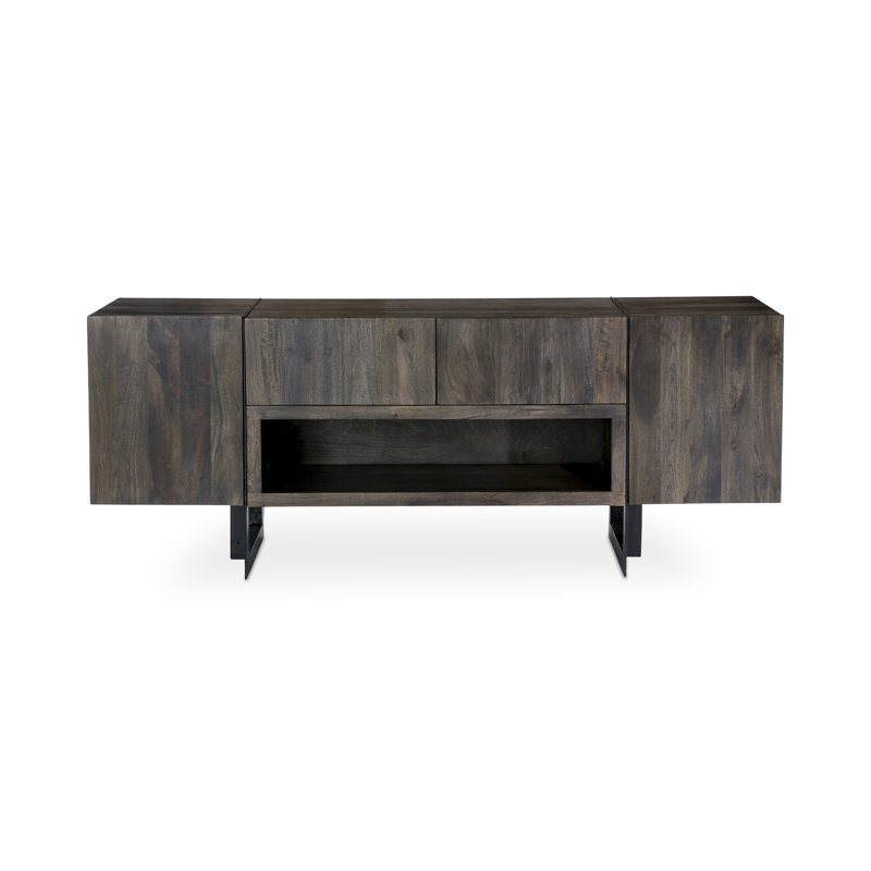 Tiburon Solid Wood TV Stand, Dark Brown Wood