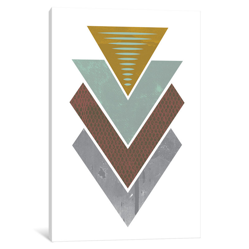 « triangles grunge », impression sur toile tendue, H 26 po x l 18 po x P 1,5 po, Pas de tapis, Toile tendue
