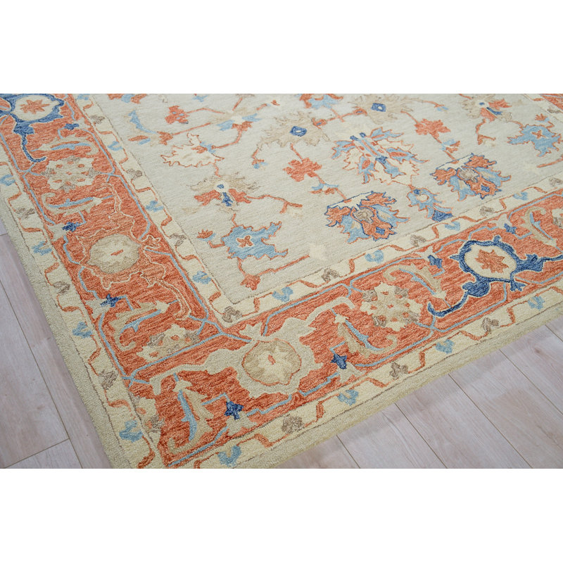 Richmond Serapi Hand Tufted Floral Area Rug in Beige/Rust, Rectangle 9' x 12'