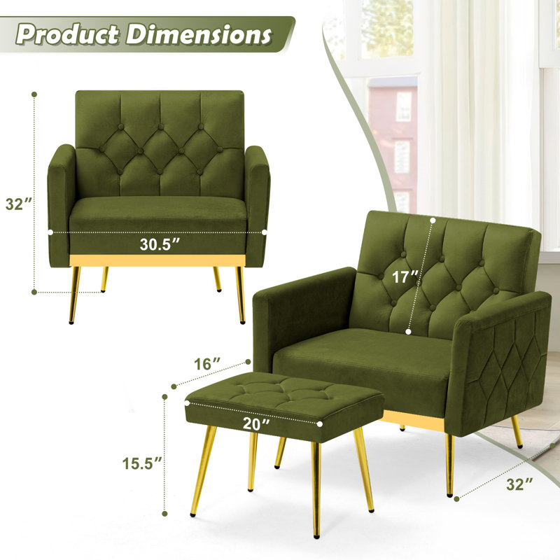 2 - Piece Velvet Living Room Set, Olive