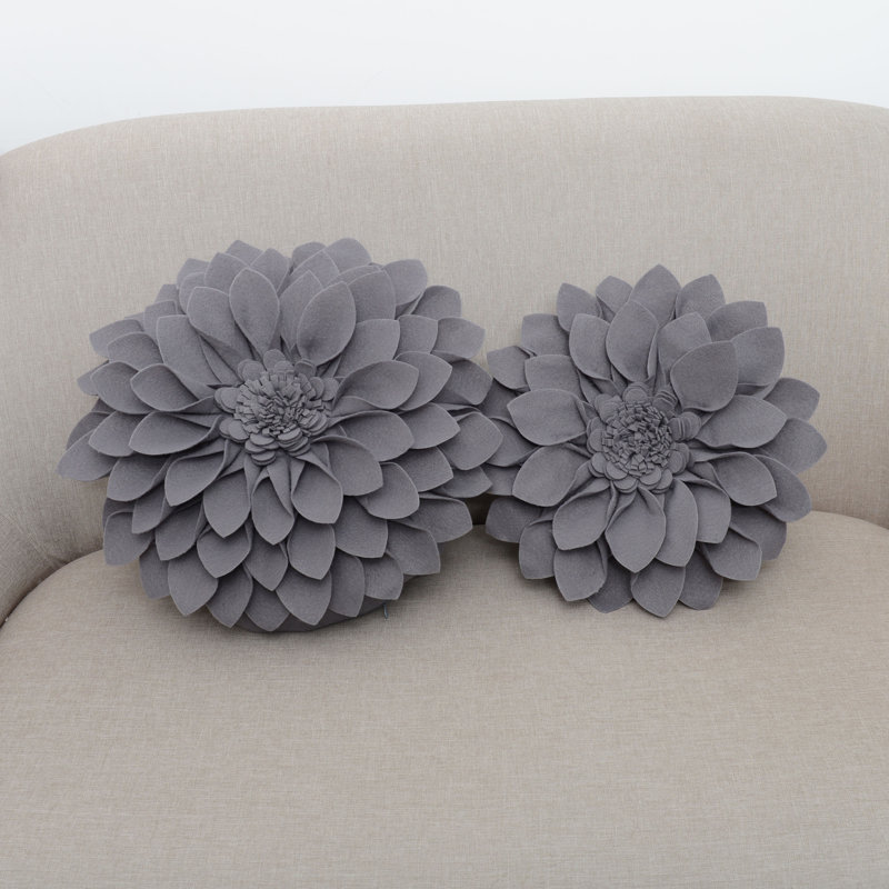 Fleur De Jardin Collection Ruffled Throw Pillow, 16" x 16", Slate