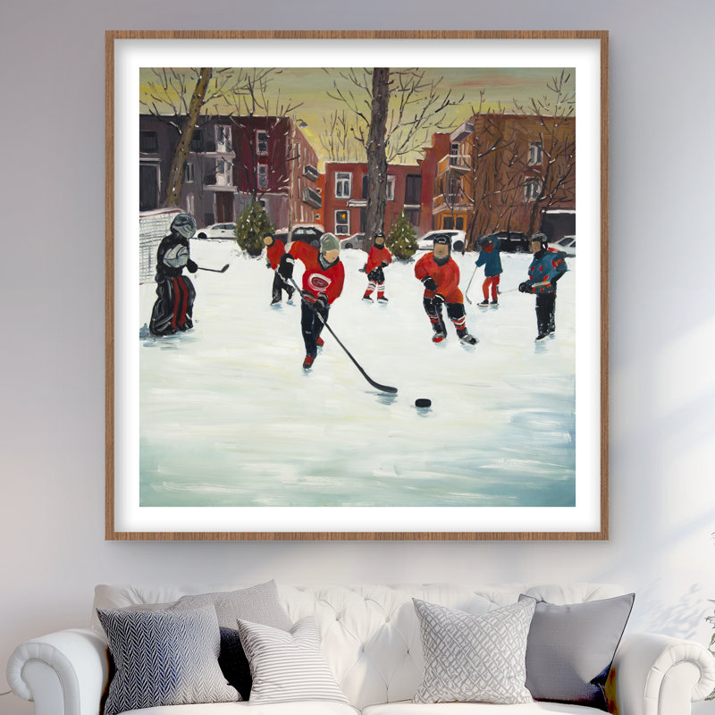 Young Hockey Joueurs - Brown Man Cave, reproduction matte encadrée, Brun