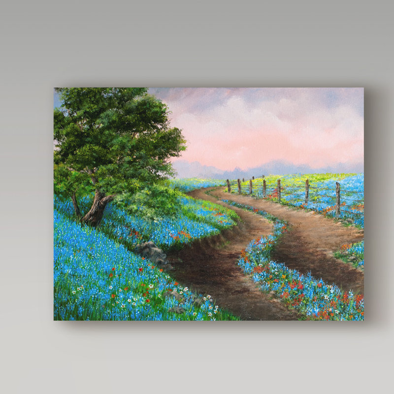«Bluebonnets» de Dartis, reproduction sur toile tendue, H 14 po x l 19 po