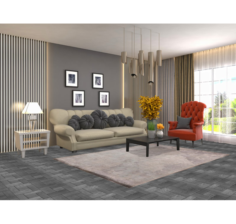 Tapis abstrait en laine fait à la main 5 x 8 po