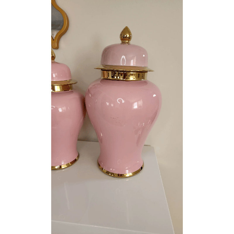 Pot Lux rose et gingembre doré, H 14,96 po x l 11,8 po x P 11,8 po