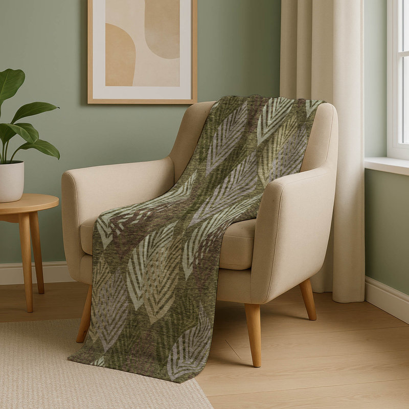 Jeté floral Sherpa ASB744 Addison, Olive floral