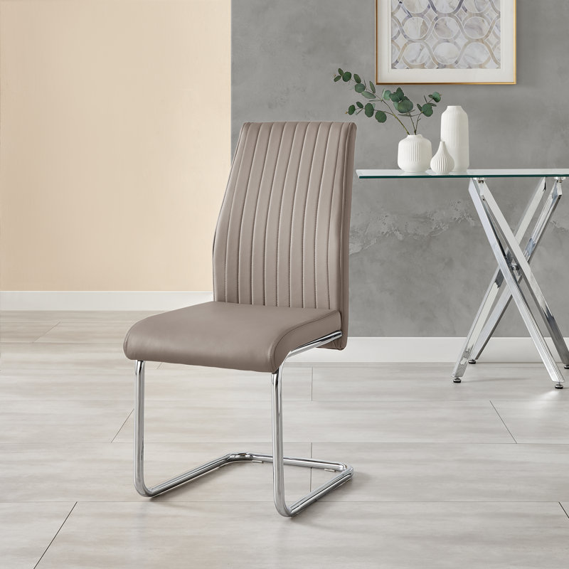 4 - Person Dining Set, 75cm H x 100cm W x 100cm L, Cappuccino/Silver