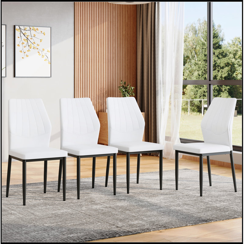 Ensemble de 4 chaises de salle à manger ergonomiques en polyuréthane pour une expérience culinaire parfaite, Blanc
