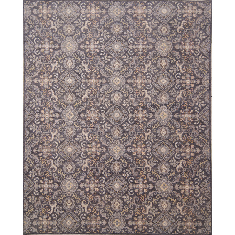 Hand-Knotted High-Quality Dark Gray Area Rug