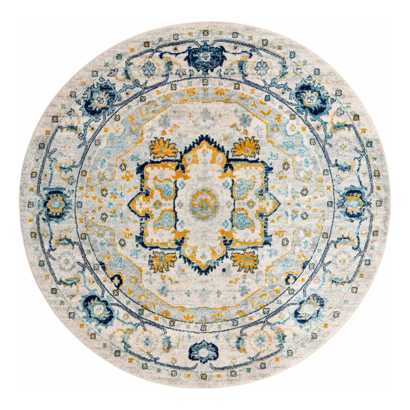 Hagedorn Oriental Area Rug, Round 5'3", Gray