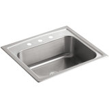 Toccata 25" L x 22" W x 7-11/16" Top-Mount Single-Bowl Kitchen Sink with 3 Faucet Holes