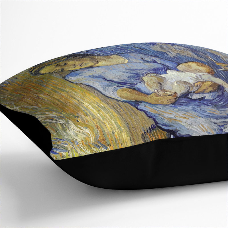 Mother With Child Square Throw Cushion, 55cm H x 55cm W x 20cm D, Black