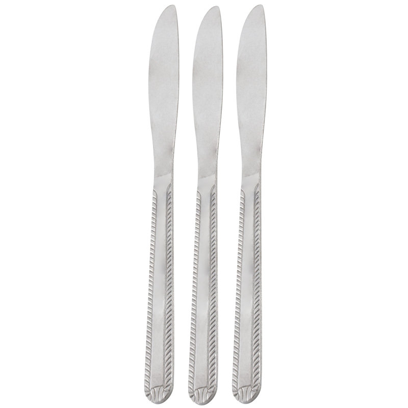 HomeStyle Entertaining Tustin 3 Piece Stainless Steel Dinner Knife Flatware Set in Silver