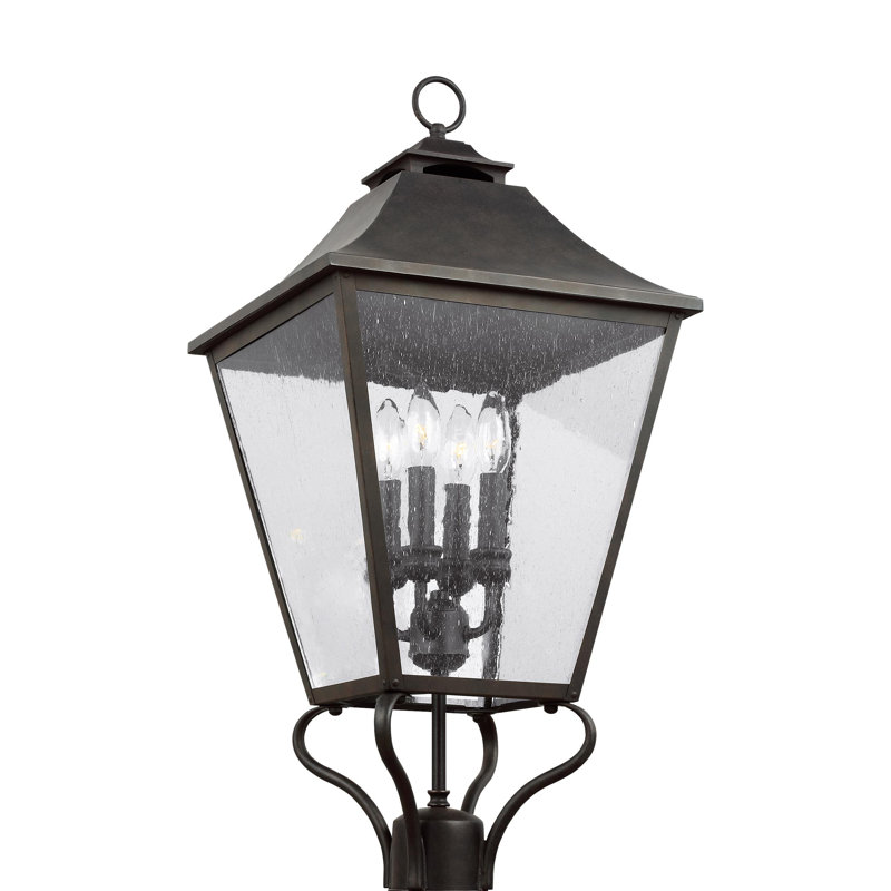 Galena Large Post Lantern, Textured Black, Transparent