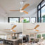 Ventilateur de plafond moderne de 52 pouces avec moteur à courant continu réversible à télécommande 3 lumières à DEL 3 couleurs à intensité variable-550786919