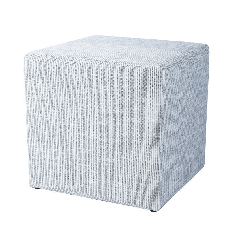  Soft Cube Ottoman - Blue Pinstripe Fabric, Blue Striped