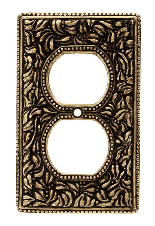 San Michele 1-Gang Duplex Outlet Wall Plate, Antique Gold