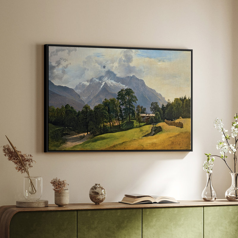 «Mountains in Berchtesgaden» - «Gauermann», toile tendue avec châssis, 24 po x 36 po, Naturel