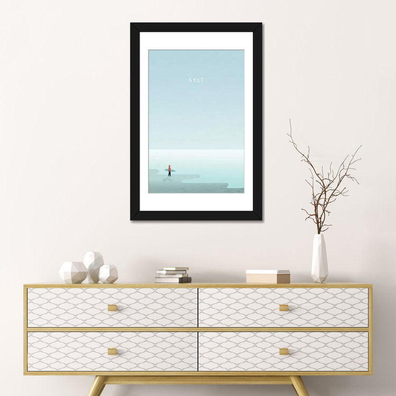 " Sylt " by Katinka Reinke, 24" H x 16" W x 1" D, Black Framed Fine Art Paper, White