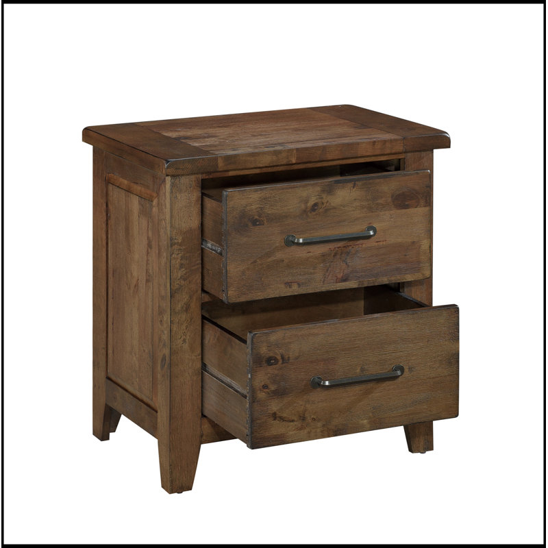 Table de chevet classique au design transitionnel en bois d'hévéa massif