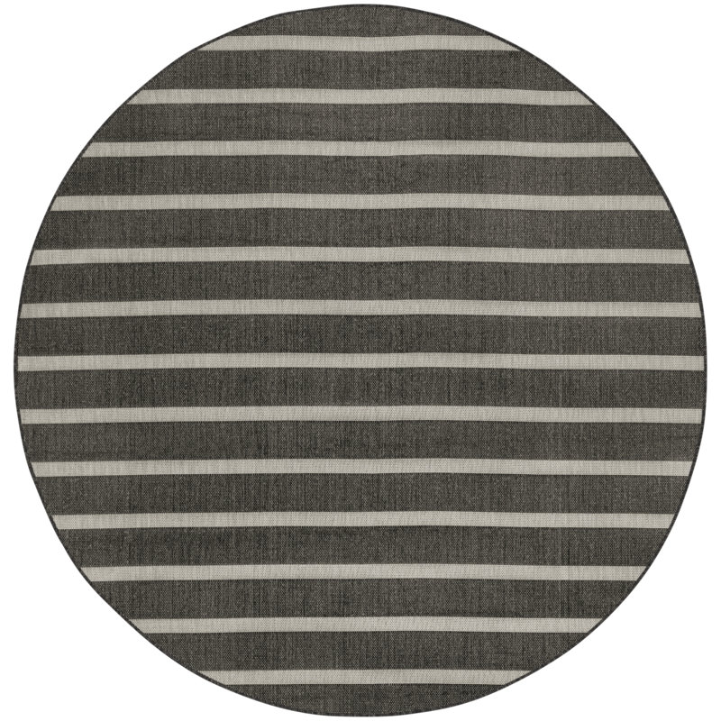 Nourison Positano 8' x Round Black Ivory Modern Rug, Round 8', Black