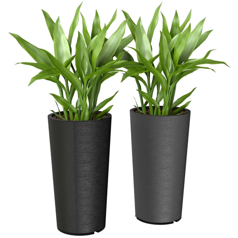 Set Of 2 Flower Pots,Stackable Large Planters,High Planter, Black