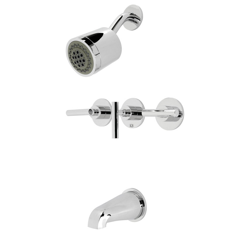 Robinet de baignoire et douche à trois poignées Kingston Brass Kingston, Chrome poli