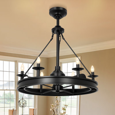 30 in. 6-Light Indoor 3-Blade Ceiling Fan with Light and Remote, Fandelier with Candle