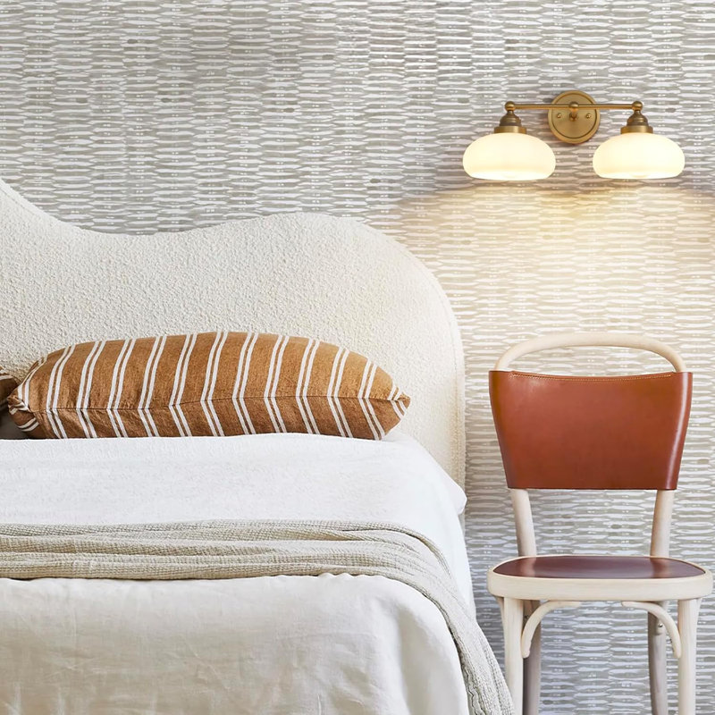 Vintage 2-Light Wall Sconce With Milk White Glass Shade, Double Arm Wall Lamp For Living Room, Dining Room, Bedroom, Hallway, Antique Style