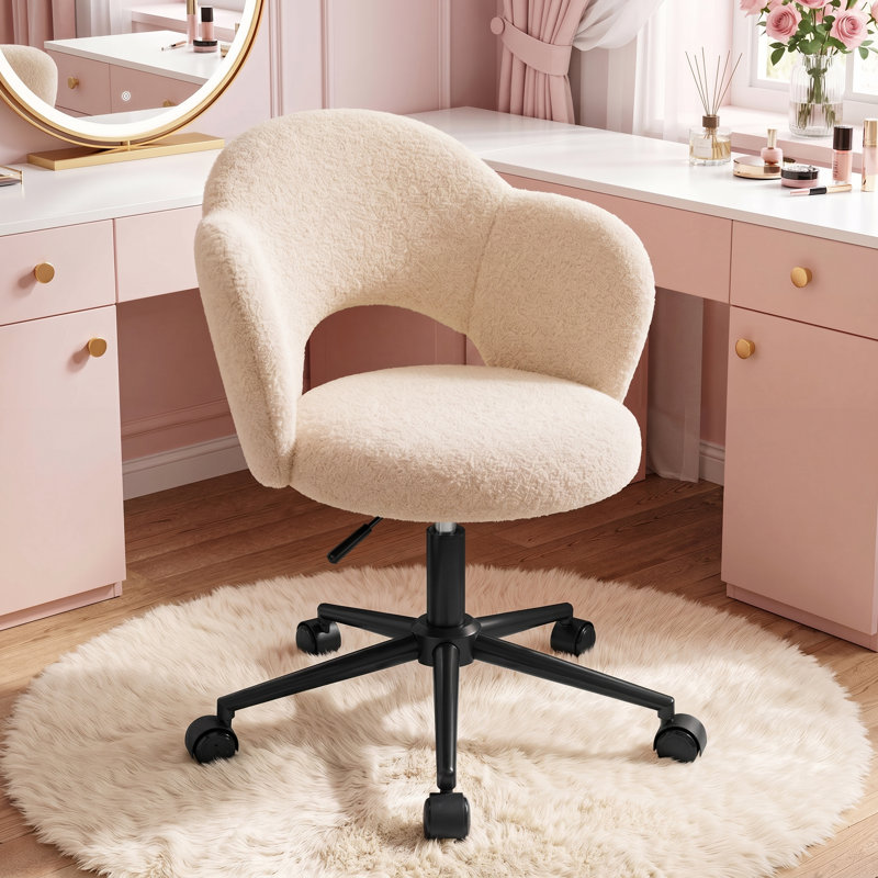 Chaise de bureau à dossier réglable avec hauteur et pivotant Lovely Petal, Jaune maïs