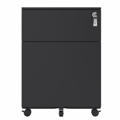 2-Drawer Mobile File Cabinet With Lock, Steel File Cabinet With Wheels