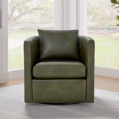 Fauteuil d'appoint pivotant à fonction demi-tonneau - Revêtement en similicuir vert