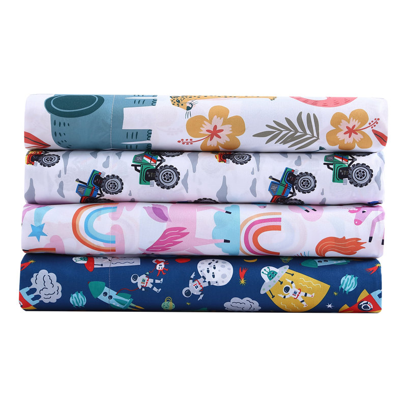 Wild Animals Pink Cotton Microfiber Queen Sheet Set