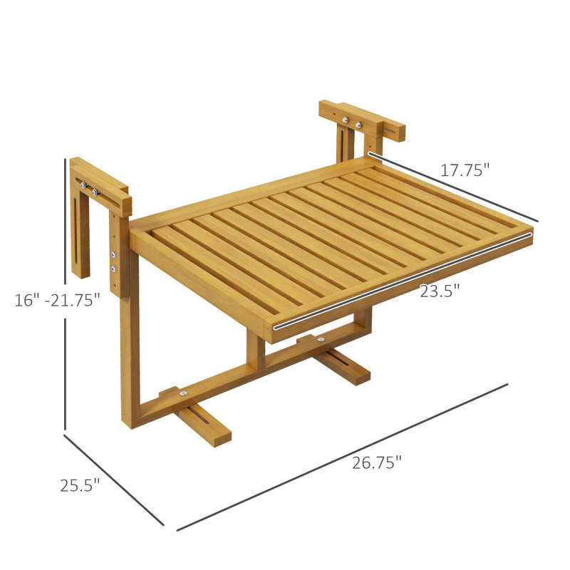 Space-saving Adjustable Wood Balcony Folding Table - Perfect For Outdoor Dining And Study