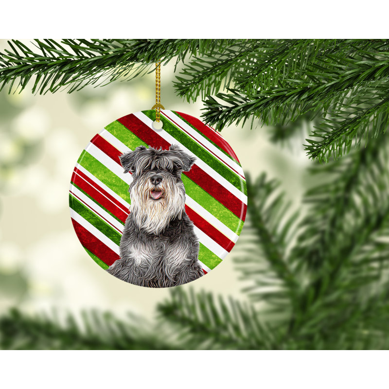 Ornement figurine suspendu en céramique fêtes de noël schnauzer