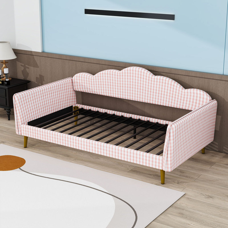 Lit de jour simple tapissier avec dossier Cloud, Pink