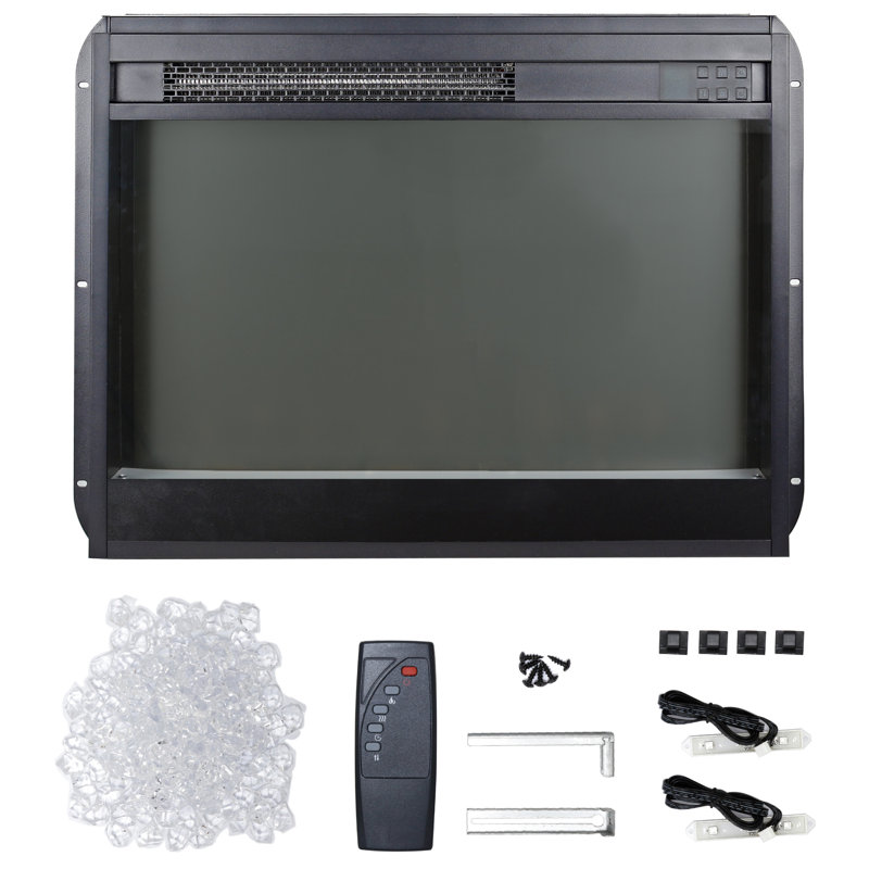 Foyer électrique encastrable 23 pouces - cristal et flamme réaliste, chaleur 1400W, télécommande, protection contre la surchauffe 23 "11 réglages de température, protégé, contrôle infrarouge