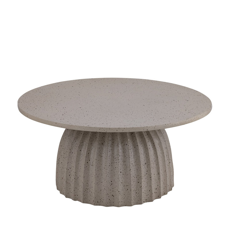 Lerone Aluminum Coffee Table W/Chisel Texture Base, 15" H x 24" L x 24" W, Beige Top/Brown Base