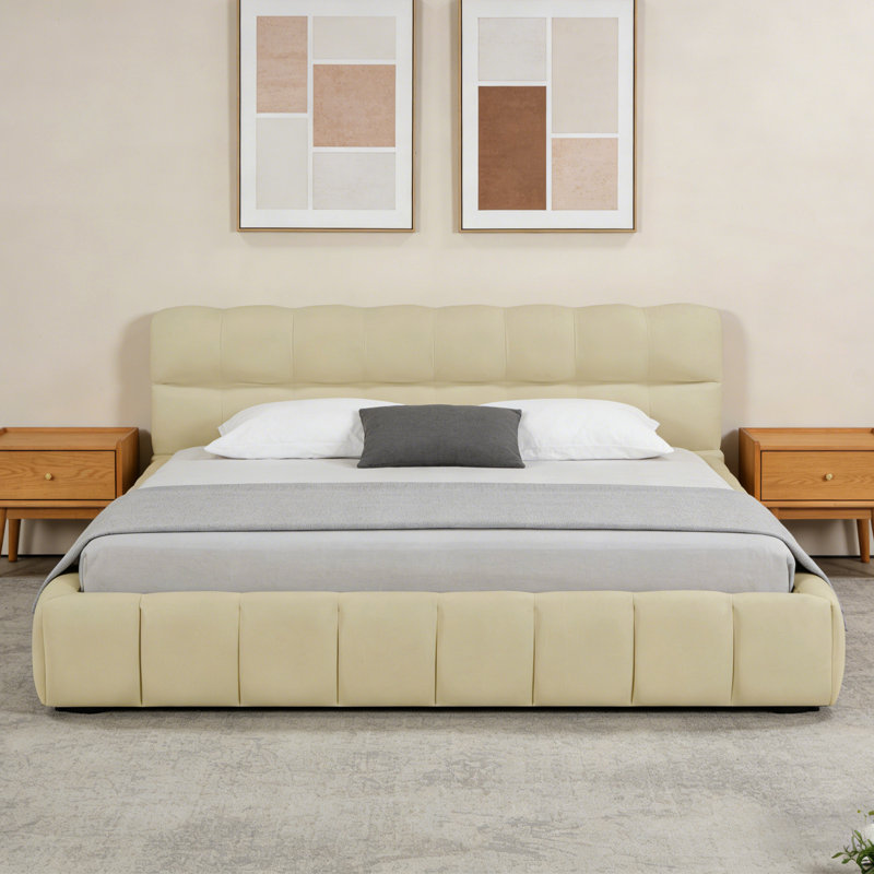 Grand lit plateforme tapissier