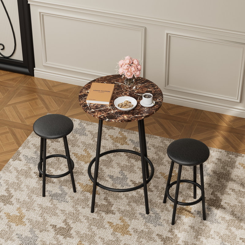 3-Piece Bar Table Set with 2 Bar Stools