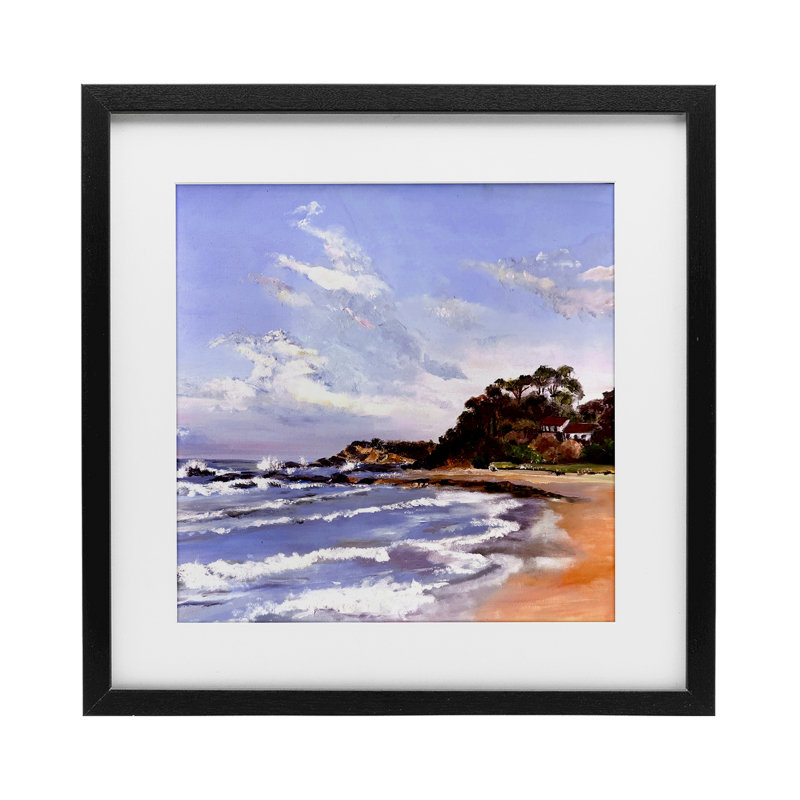 «Malua Bay Seascape», reproduction d'art sous verre, conception de Patricia Reynolds, H 13 po x l 13 po, Cadre noir minuit